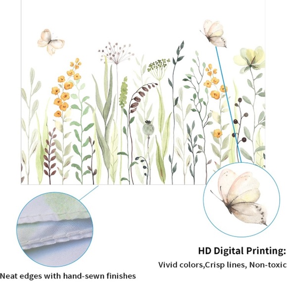 Botanical Flower Garden Plant Butterfly Neutral Modern Room/Dorm Decor Tapestry - Picture 5 of 6